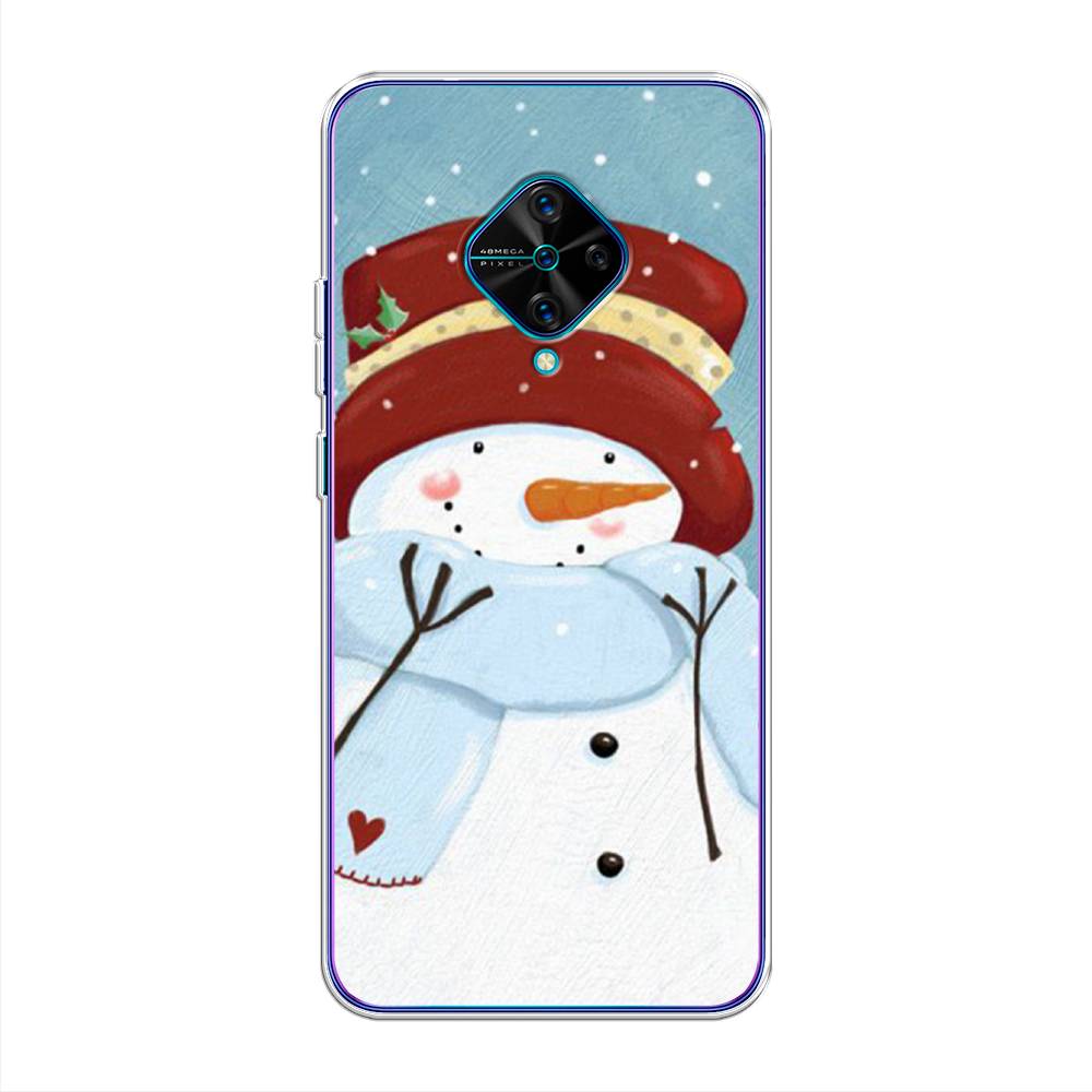 

Чехол для Vivo V17/Y9s "Застенчивый снеговик", Голубой;белый;красный, 261550-5