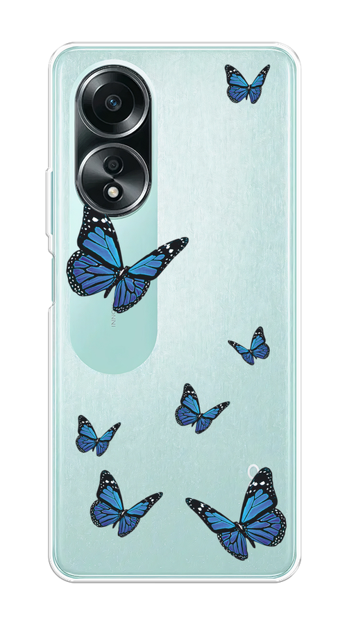 

Чехол на Oppo A58 4G "Blue butterflies", Синий;черный, 2514950-1