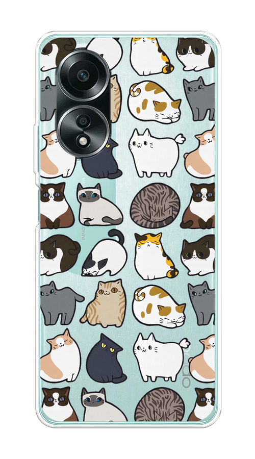 

Чехол на Oppo A58 4G "Милые котики", Прозрачный;белый;серый, 2514950-1