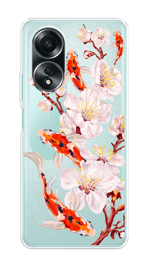 

Чехол на Oppo A58 4G "Карпы и сакура", Оранжевый;розовый;бежевый;прозрачный, 2514950-1