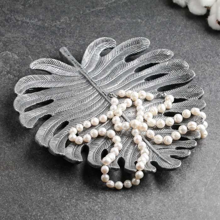 Подставка для мелочей 'Пальмовый лист большой' сталь с посеребрением, 29х25см