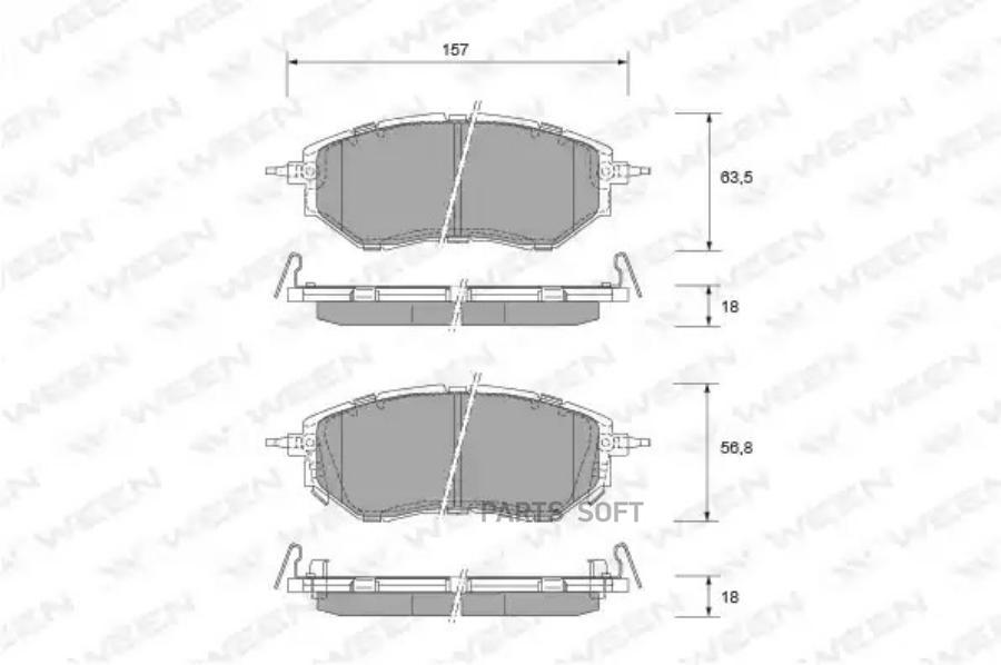 

Тормозные колодки WEEN передние для Subaru Legacy IV Legacy IV Estate B13 Outback 1512335