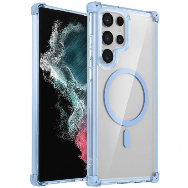

Чехол RosCase Nature Magnetic с поддержкой MagSafe для Samsung Galaxy S22 Ultra, Синий