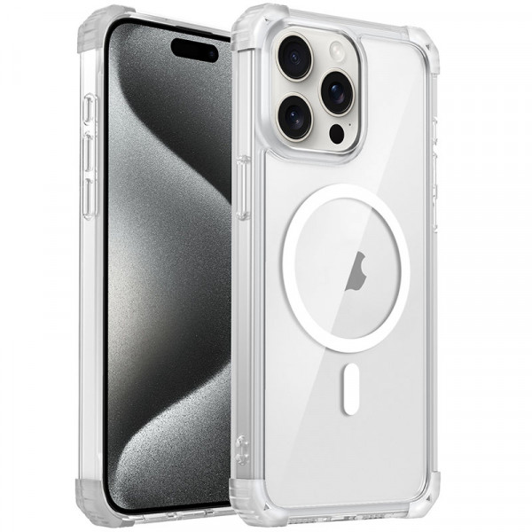 

Чехол RosCase Nature Magnetic поддержка MagSafe для iPhone 15 Pro, Прозрачный