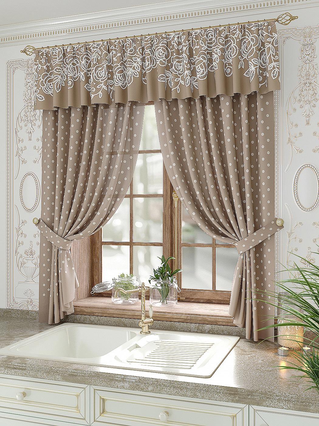 

Комплекты штор AT HOME Элоринс высота 180 см, ширина 150 см, Бежевый, 934110