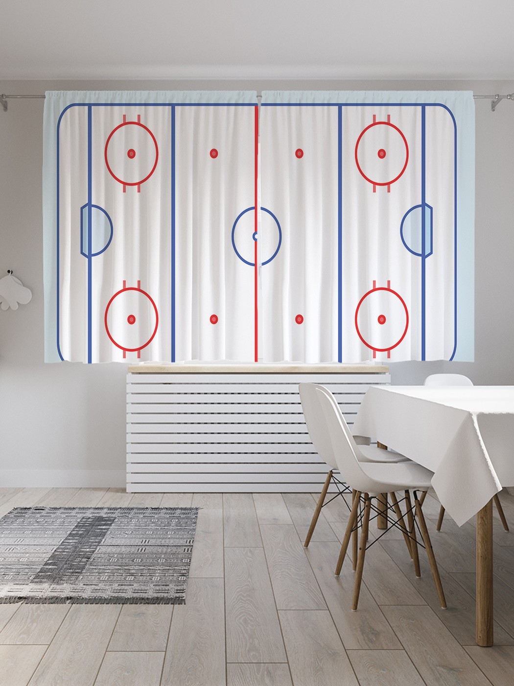 фото Классические шторы joyarty "план хоккейного поля", oxford delux, 2 полотна 145x180 см