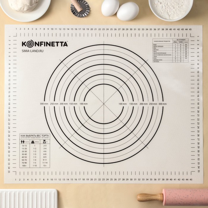 фото Коврик армированный с разлиновкой konfinetta, 40×50 см, 0,44 мм, цвет белый nobrand