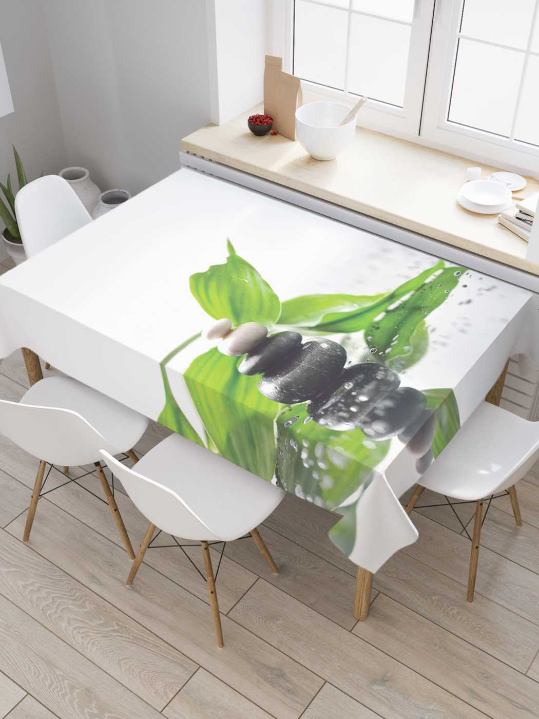 

Скатерть прямоугольная JoyArty "Мокрый лист" из сатена, 180x145 см, Серый, Мокрый лист