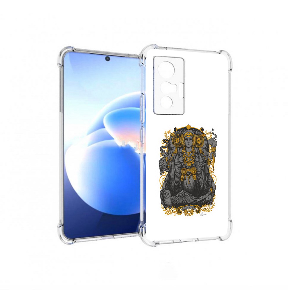 

Чехол MyPads Tocco для Vivo X70 божество с золотыми элементами, Прозрачный, Tocco