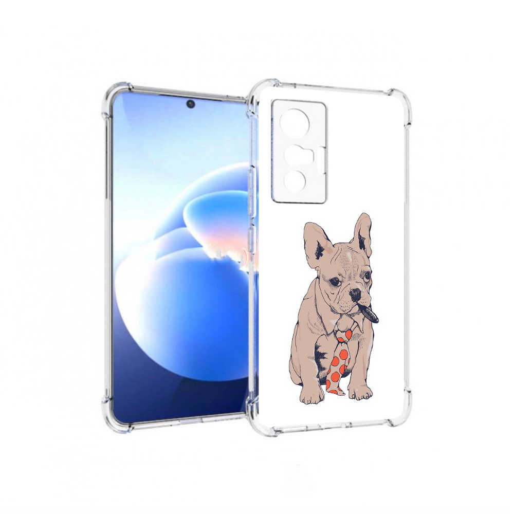 

Чехол MyPads Tocco для Vivo X70 бульдог с сигарой, Прозрачный, Tocco