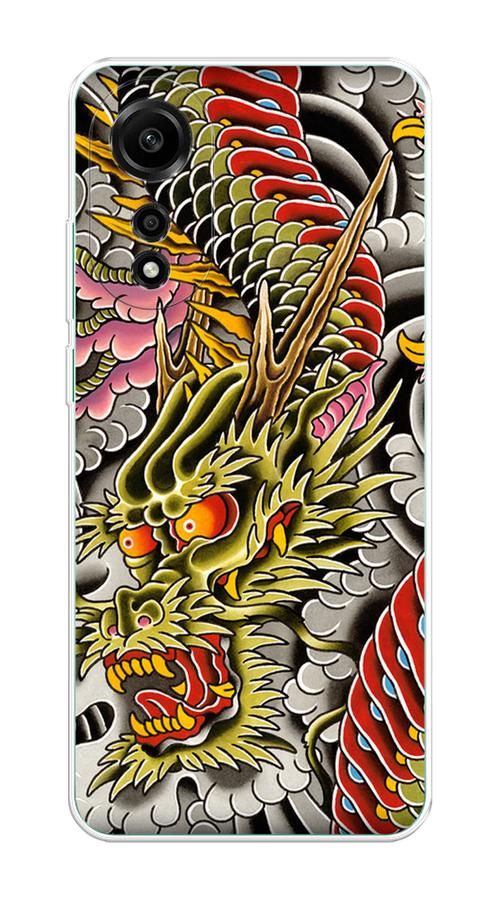 

Чехол на Oppo A78 4G "Японский дракон", Желтый;розовый;красный, 2514750-1