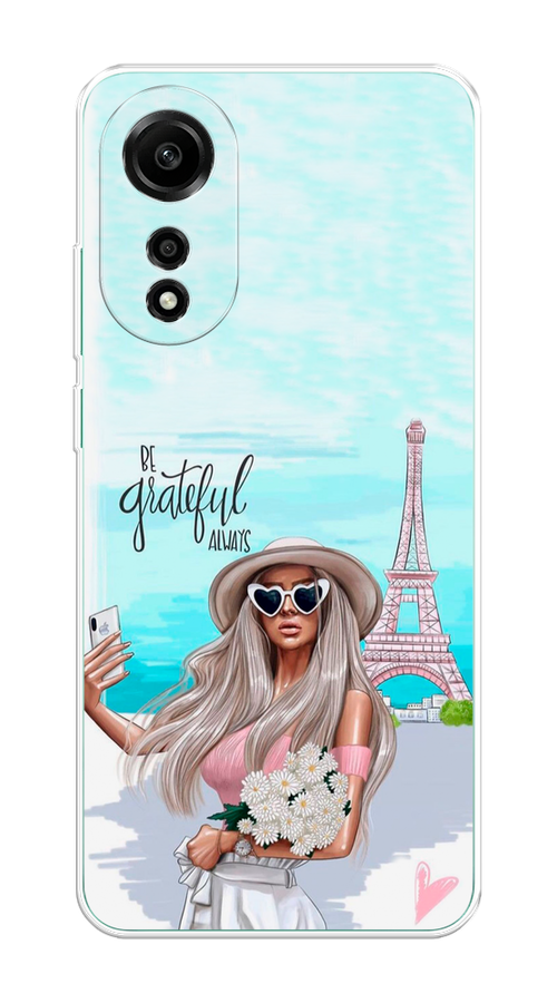 

Чехол на Oppo A78 4G "Селфи Париж", Голубой;бежевый, 2514750-1