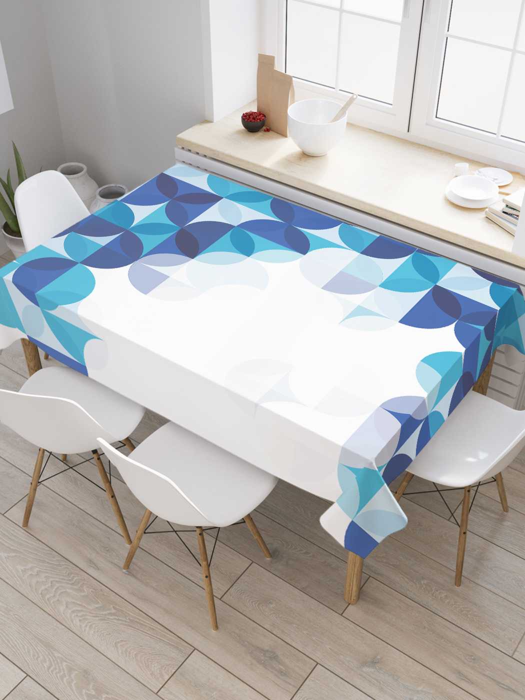 

Скатерть прямоугольная JoyArty "Пазл с кругами" из сатена, 180x145 см, Голубой, Пазл с кругами