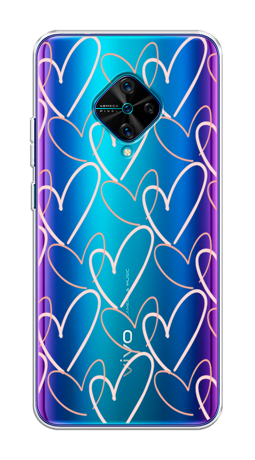 

Чехол на Vivo V17/Y9s "Узор из сердечек", Розовый;бежевый, 261550-6