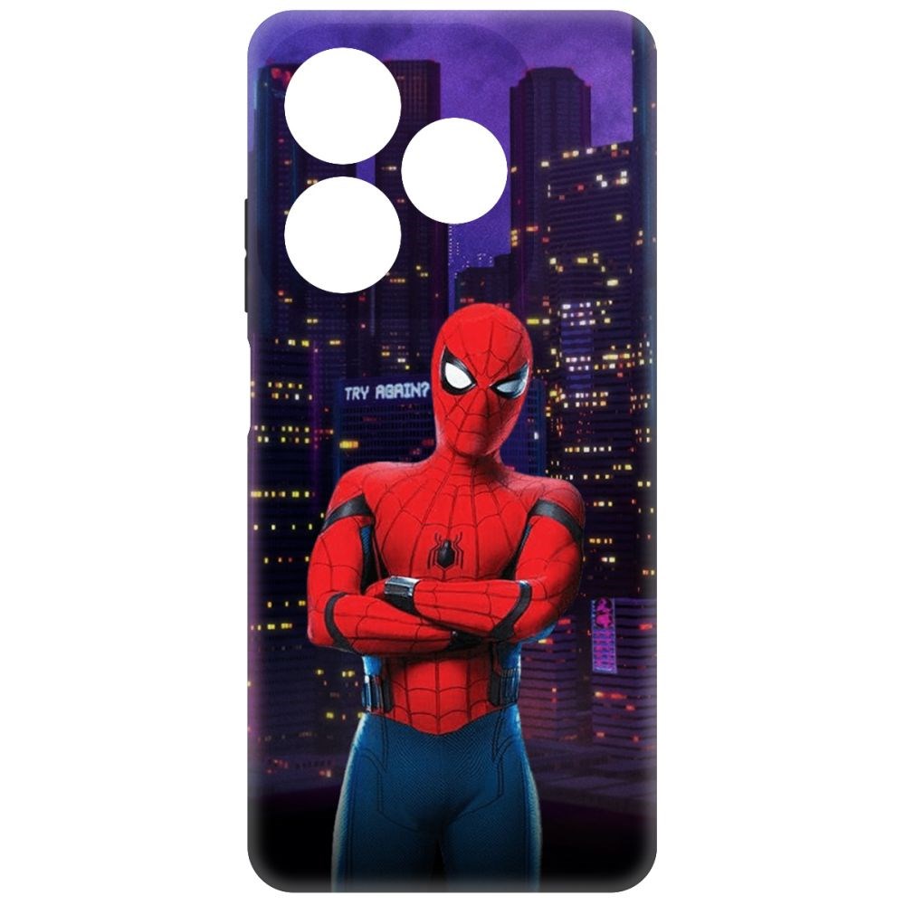 

Чехол-накладка Krutoff Soft Case Человек-Паук. На крыше для INFINIX Smart 8 черный
