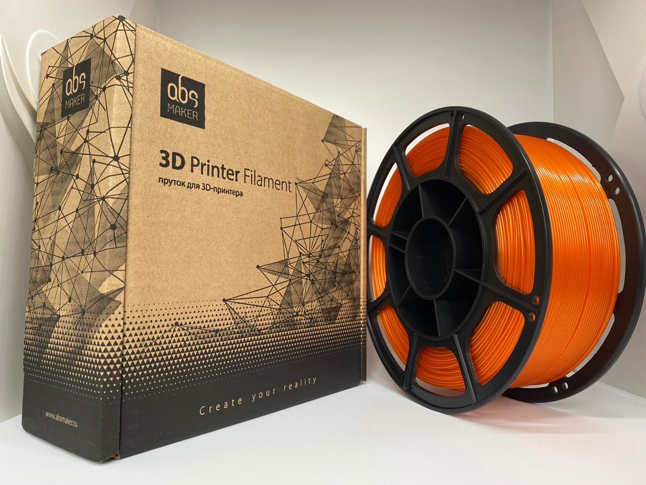 

Пластик для 3D-принтера ABS Maker PETG, оранжевый, 1.75мм, 1кг., PETG