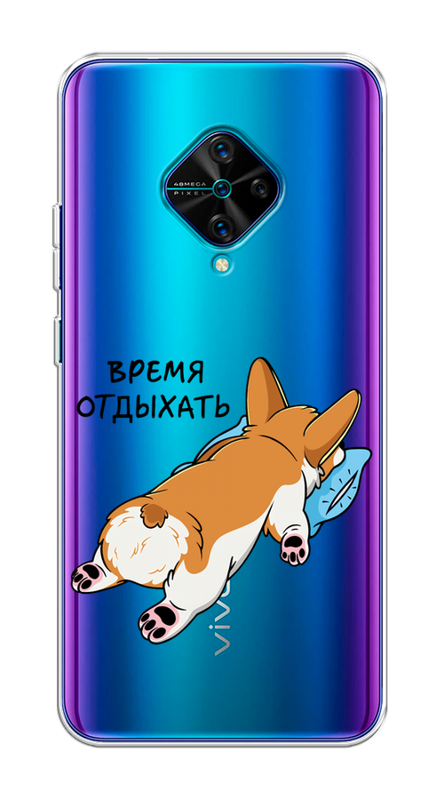 

Чехол на Vivo V17/Y9s "Корги отдыхает", Черный;коричневый;голубой, 261550-1