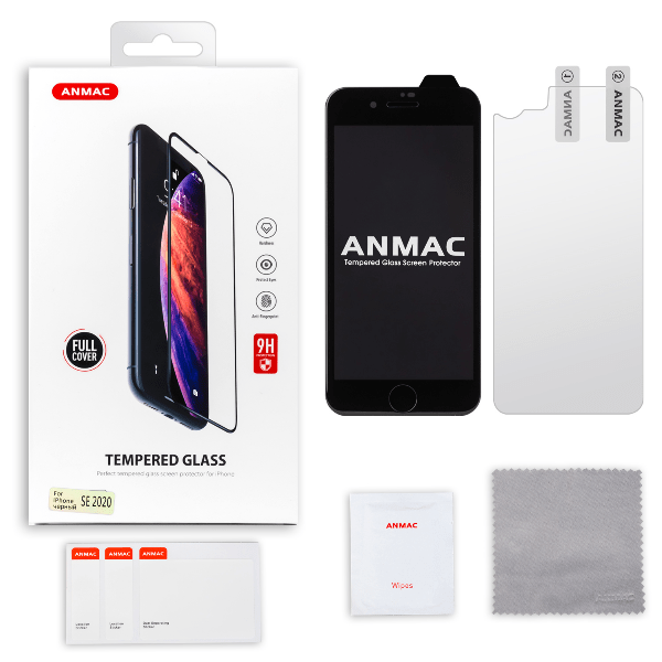 

Защитное стекло Anmac для iPhone SE(2020) Full Cover + пленка назад, черное, Защитное стекло ANMAC для iPhone SE(2020) Full Cover + пленка назад, черное