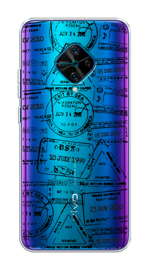 

Чехол на Vivo V17/Y9s "Visa stamps 2", Белый;черный;серый, 261550-2