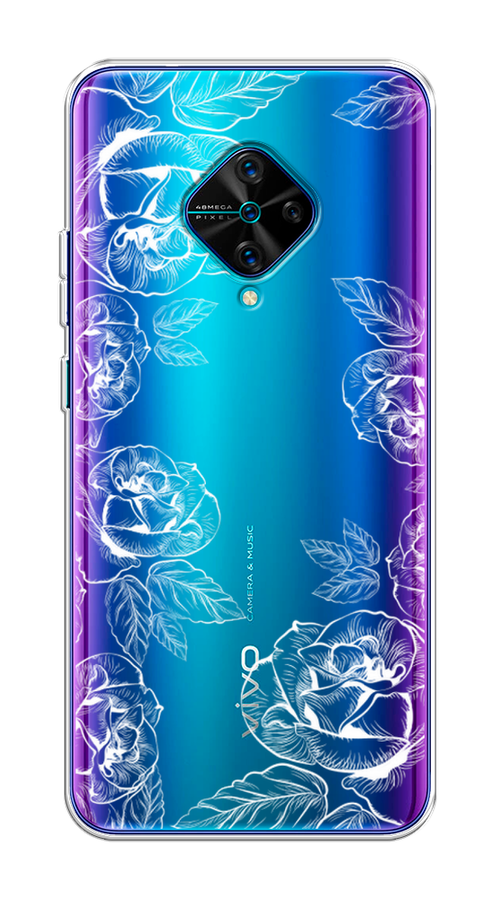 

Чехол на Vivo V17/Y9s "Розы графика", Черный;серый, 261550-2