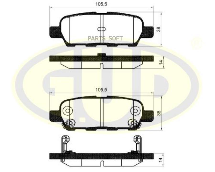 Тормозные колодки G.U.D. передние дисковые gbp880108