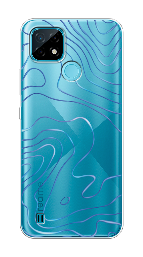 

Чехол на Realme C21 "Blue lines", Прозрачный;синий, 254950-1