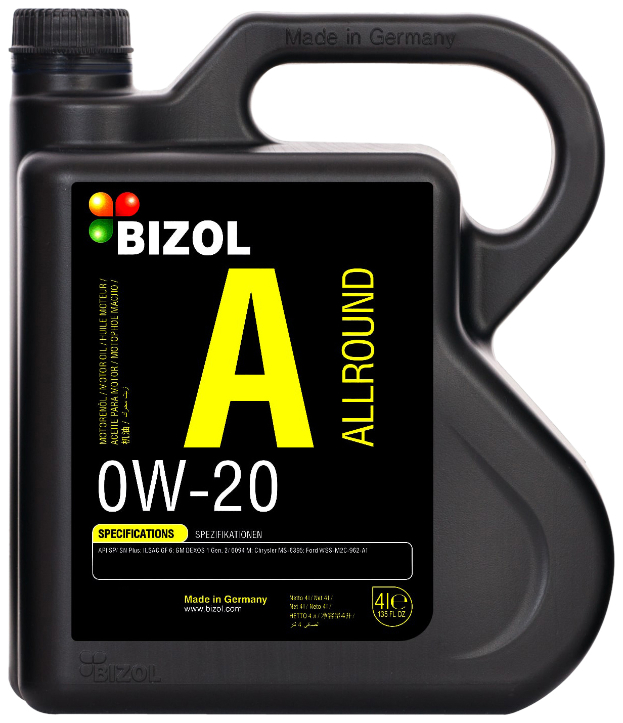 Моторное масло BIZOL Allround 0W20 4л