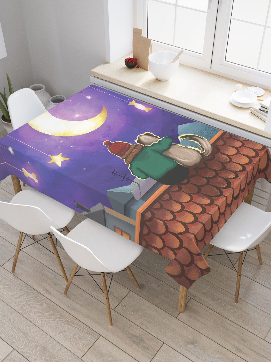 

Скатерть прямоугольная JoyArty "Друзья навечно" из сатена, 120x145 см, Голубой, Друзья навечно