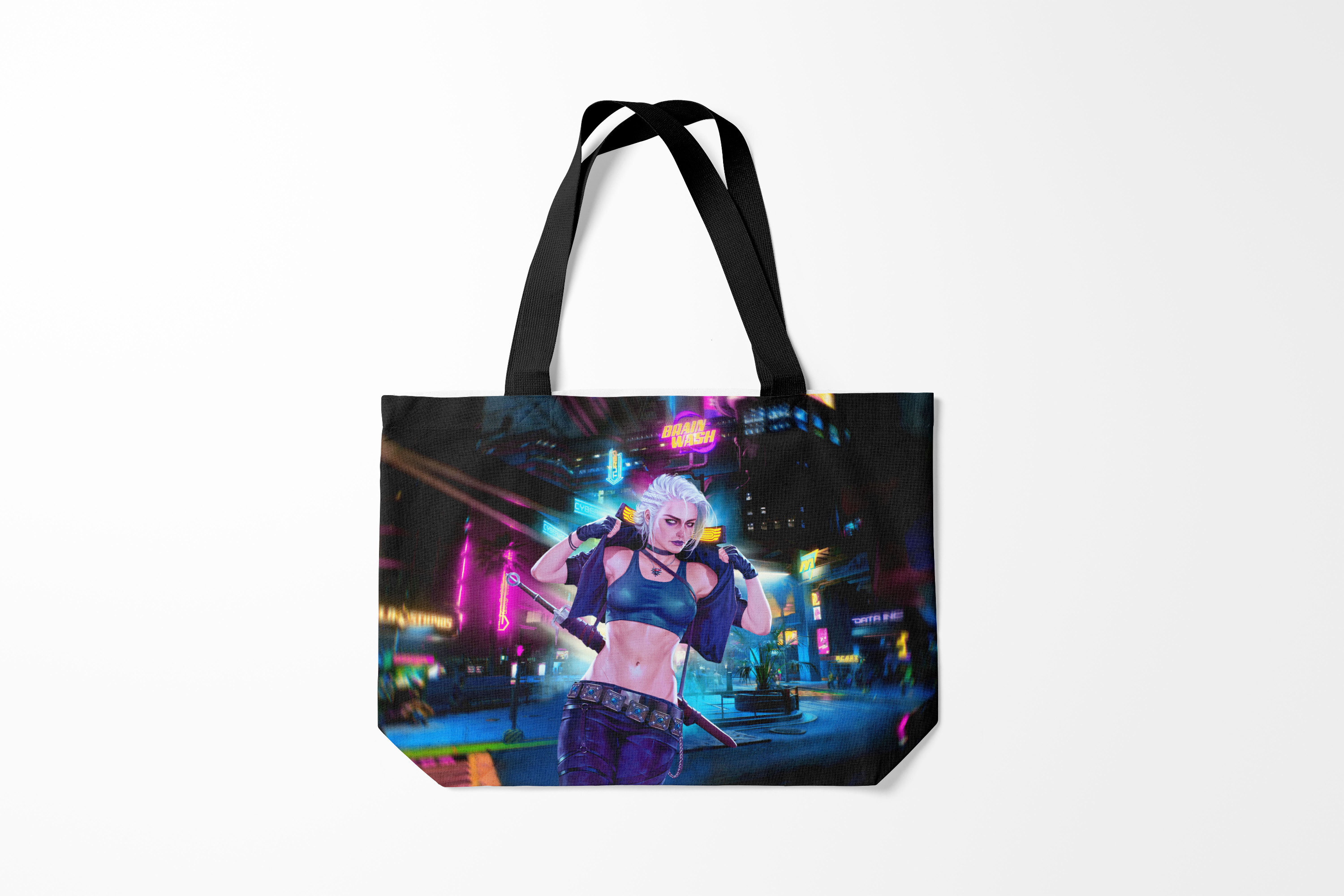 

Сумка шoппер унисекс Burnettie Cyberpunk 2077 Цири, черный; синий, Cyberpunk 2077 Цири