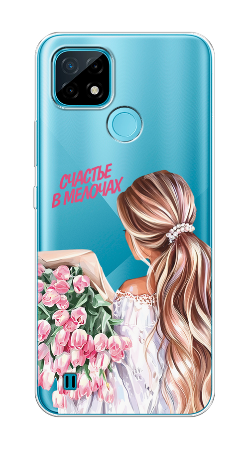 

Чехол на Oppo Realme C21 "Простые радости", Прозрачный;розовый;белый;бежевый, 254950-1