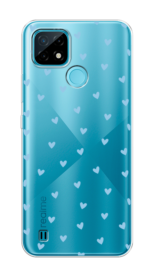 

Чехол на Oppo Realme C21 "Голубые сердечки паттерн", Голубой;прозрачный, 254950-1