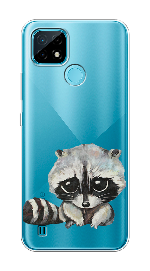

Чехол на Oppo Realme C21 "Большеглазый енот", Серый;черный;прозрачный, 254950-1