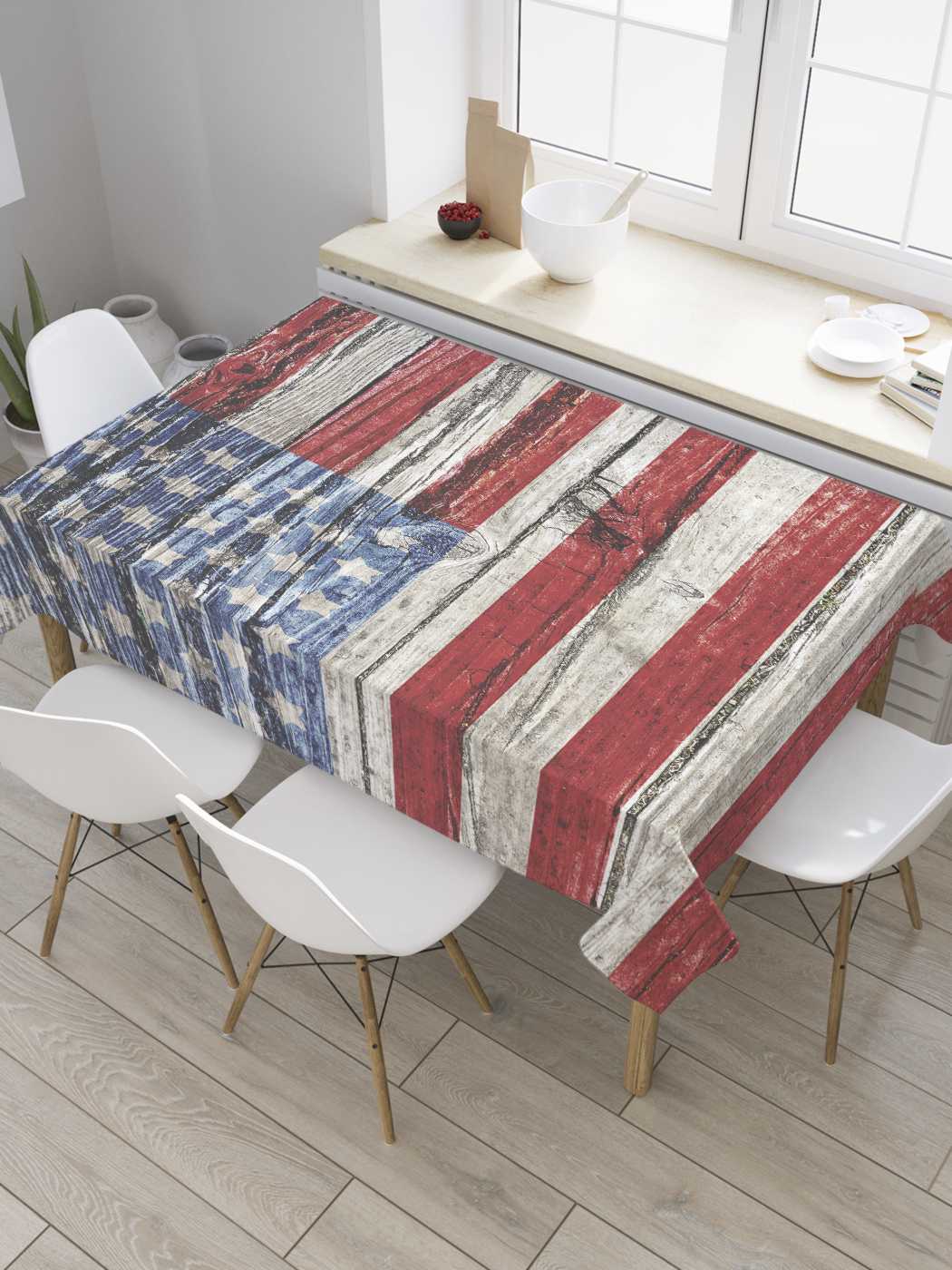 

Скатерть прямоугольная JoyArty "Флаг США на настиле" из сатена, 120x145 см, Флаг США на настиле