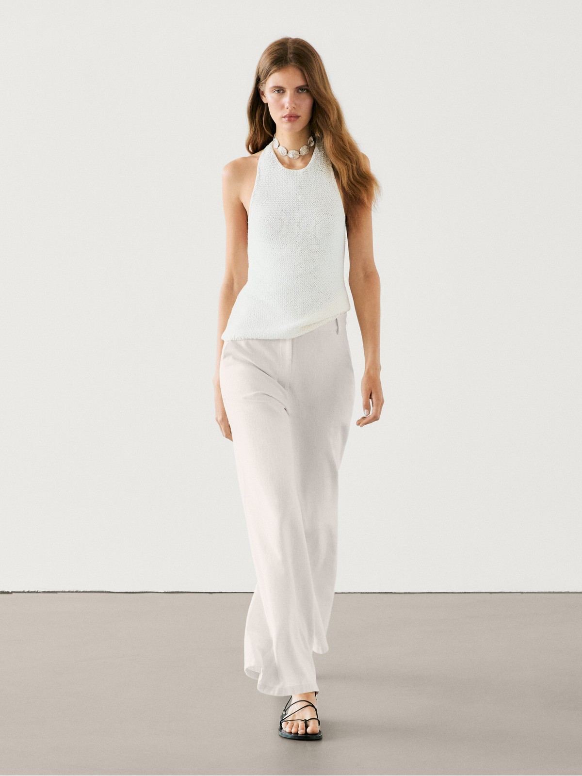 Брюки женские Massimo Dutti 5074741-I2024 белые 42 EU 16811₽