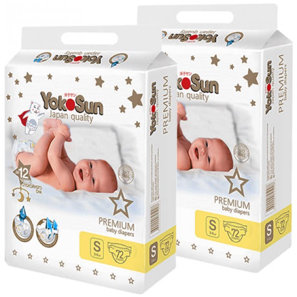 

Подгузники YokoSunPremium S (3-6 кг) 72 шт. 2 уп. 2152400876