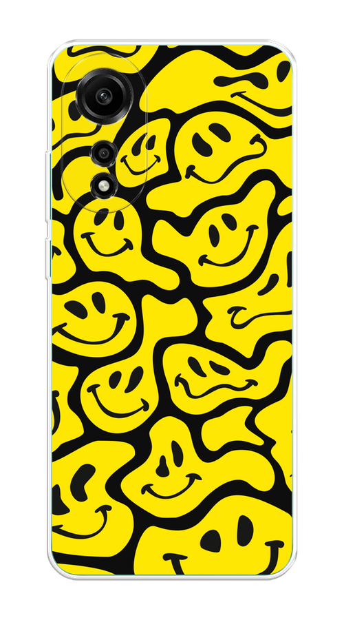 

Чехол на Oppo A78 4G "Расплывчатые смайлики желтые", Черный;желтый, 2514750-1