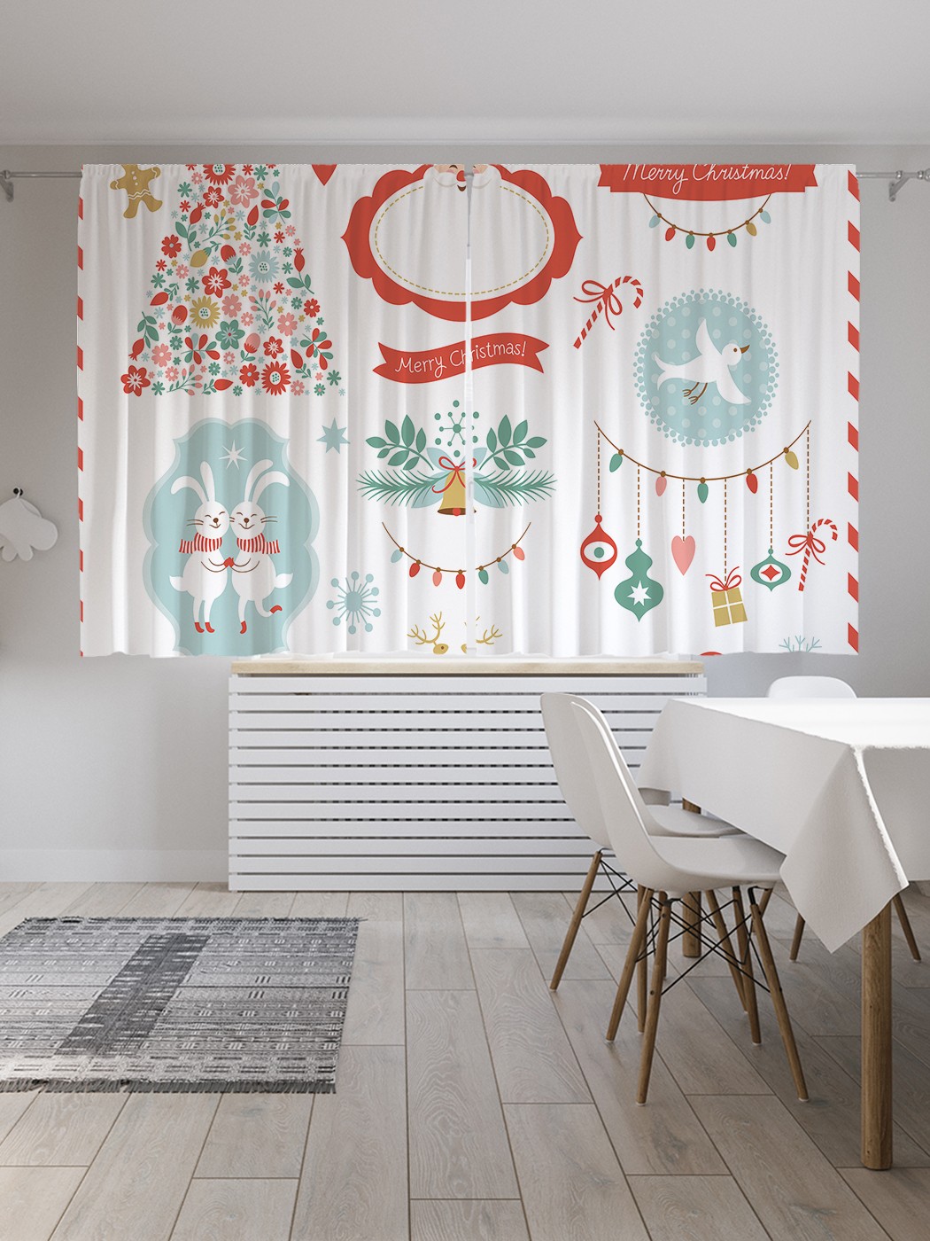 фото Классические шторы joyarty "праздник рождества", серия oxford delux, 2 полотна 145x180 см