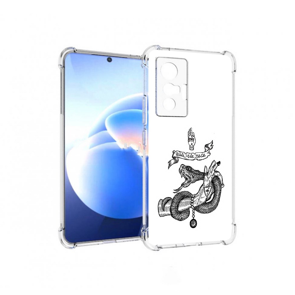

Чехол MyPads Tocco для Vivo X70 змея на руке рисунок, Прозрачный, Tocco