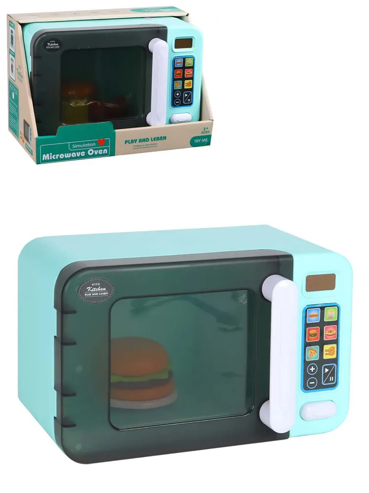 Игровой набор микроволновая печь с продуктами, свет, звук, голубой, JB0209104