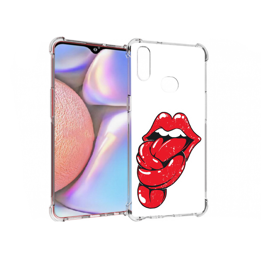 

Чехол MyPads Tocco для Samsung Galaxy A10s яркие губы с языком (PT139908.534.705), Прозрачный, Tocco