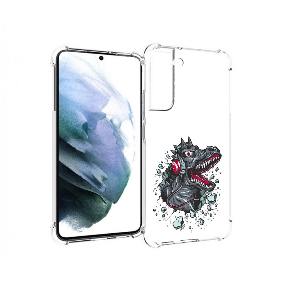 

Чехол MyPads Tocco для Samsung Galaxy S22 Plus Нарисованный динозавр в наушниках, Прозрачный, Tocco