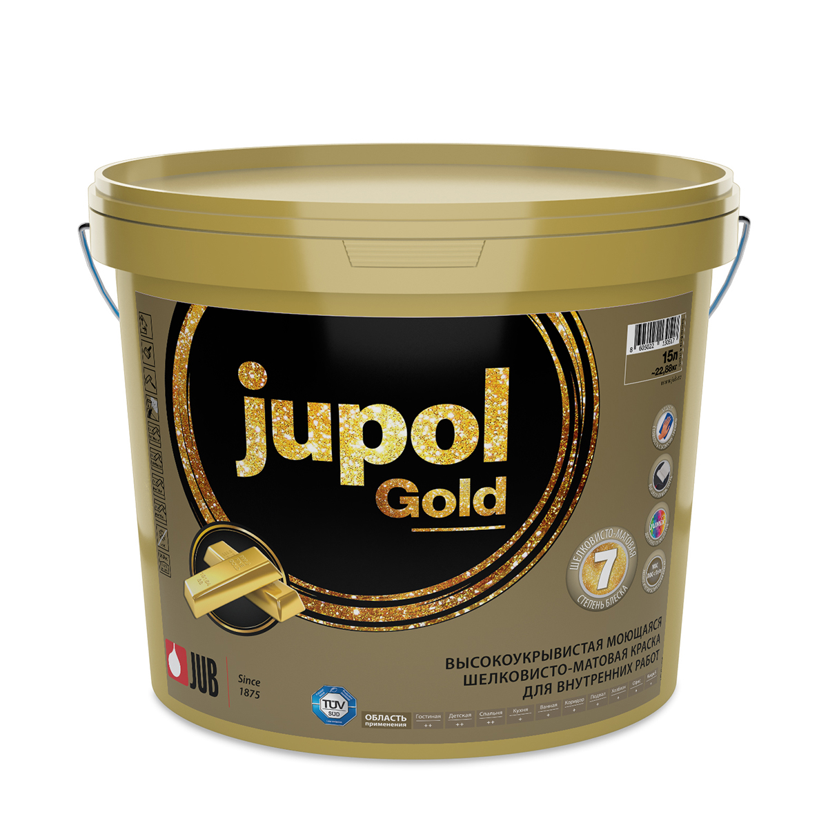 фото Краска для внутренних работ jub jupol gold, база b 2000, 14,25 л