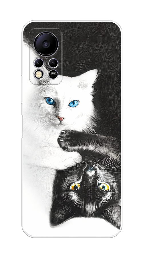 

Чехол на Infinix HOT 11S NFC "Коты Инь-Янь", Черный;белый;голубой, 3100950-1