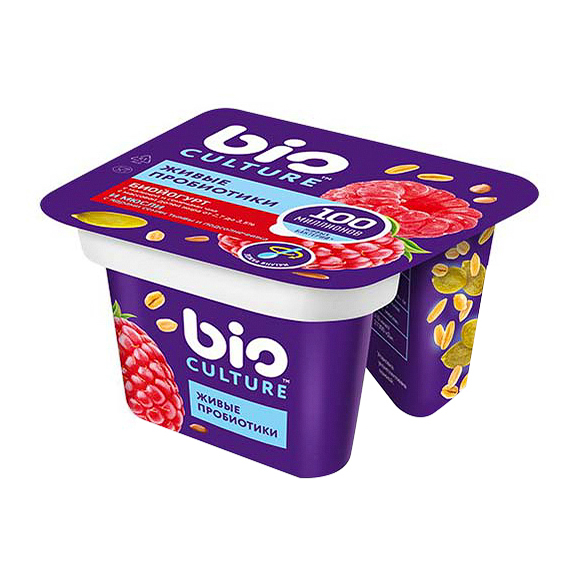 

Йогурт Молочная Культура Bio culture малина-семена чиа 2,7 - 3,5% БЗМЖ 130 г