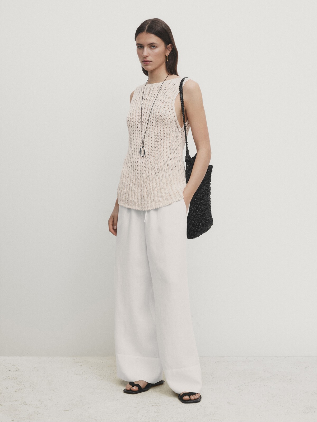 Брюки женские Massimo Dutti 5082772-I2024 белые 42 EU 16811₽