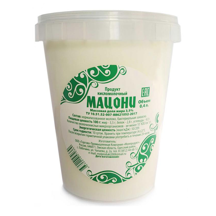

Сыр мягкий Сыроварня Побочино Мацони 3,5% 400 г