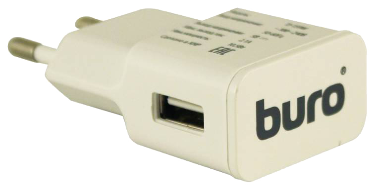 фото Сетевое зарядное устройство buro tj-159w, 1xusb, 2,1 a, white