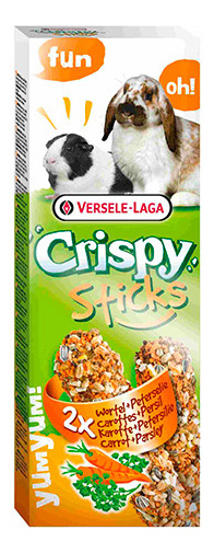

Лакомство для грызунов VERSELE-LAGA Crispy с морковью и петрушкой, 2 шт, 110г, лакомство для грызунов Crispy палочки для кроликов и морских свинок с морковью и петрушкой, 110г