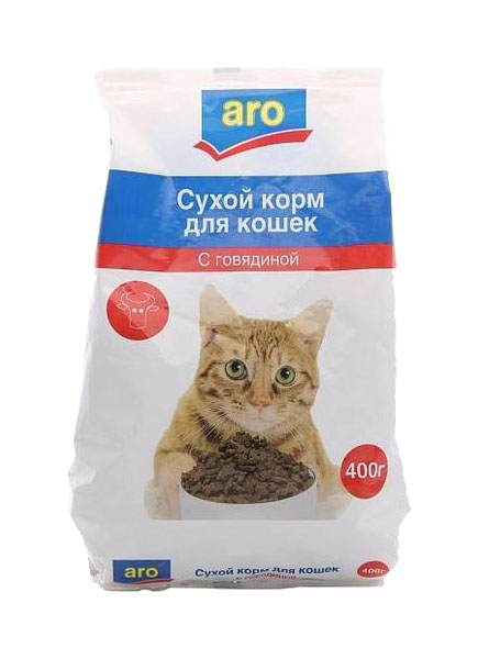 фото Сухой корм для кошек aro, говядина, 0,4кг