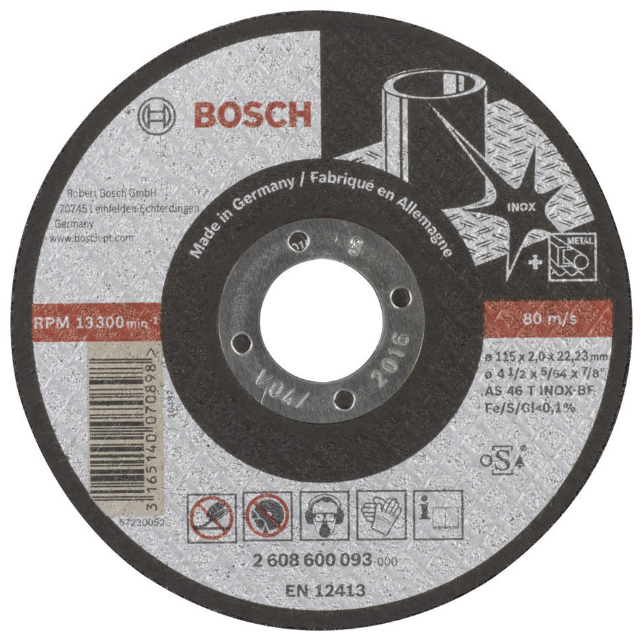 Диск отрезной абразивный Bosch INOX 115Х2 мм 2608600093